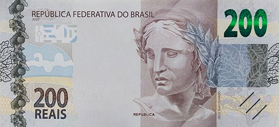 Nota de 200 reais, moeda oficial do Brasil
