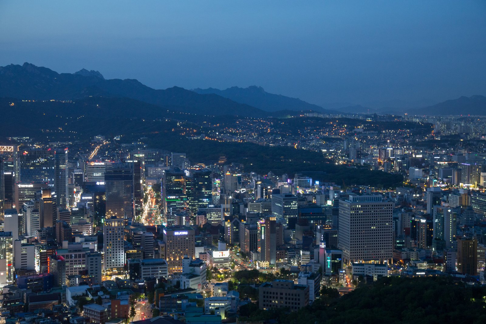 Vista aérea da região metropolitana de Seul, Coreia do Sul